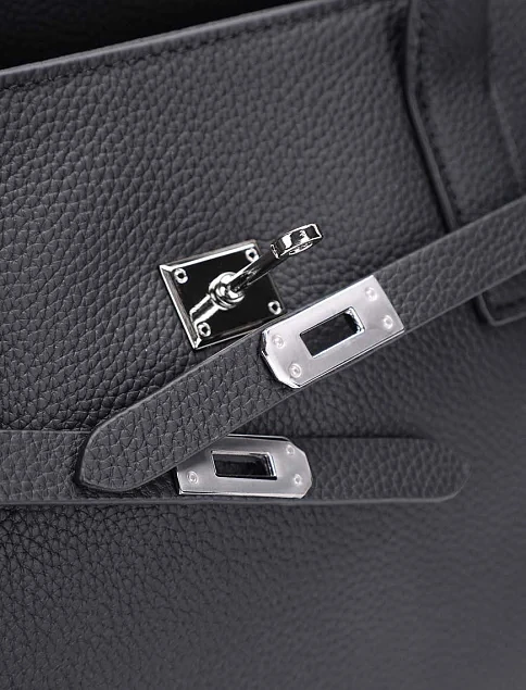 Женская сумка тоут кожаная черная - фото 5 - Miraton