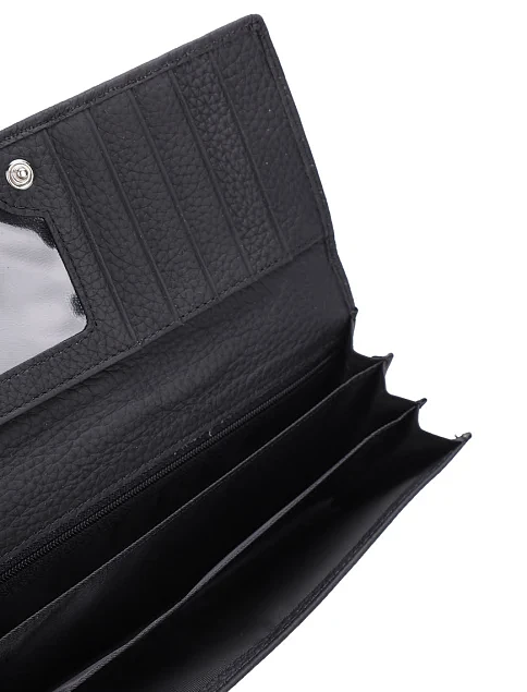 Кошелек на кнопке кожаный черный с брелком - фото 4 - Miraton