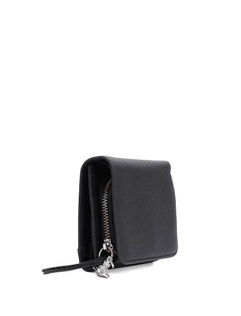 Гаманець на кнопці шкіряний чорний - фото 2 - Miraton