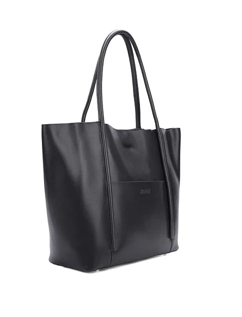 Женская сумка шоппер кожаная черная - фото 3 - Miraton