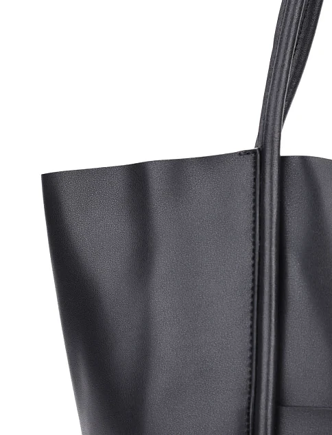 Женская сумка шоппер кожаная черная - фото 5 - Miraton