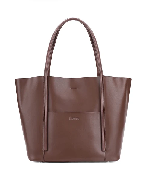 Женская сумка шоппер кожаная коричневая - фото 1 - Miraton