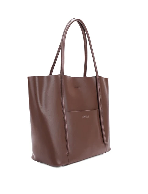 Женская сумка шоппер кожаная коричневая - фото 3 - Miraton