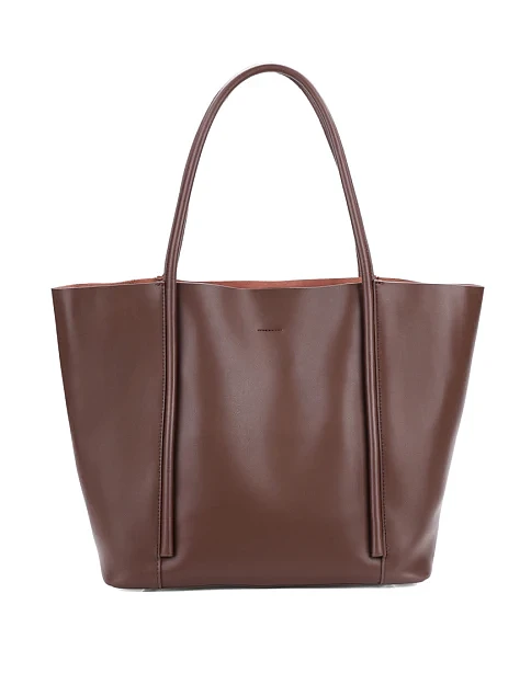 Женская сумка шоппер кожаная коричневая - фото 4 - Miraton