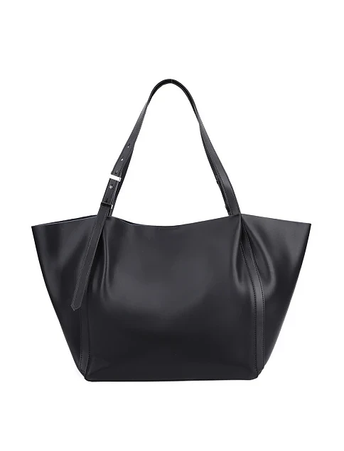 Жіноча сумка шоппер шкіряна чорна - фото 1 - Miraton