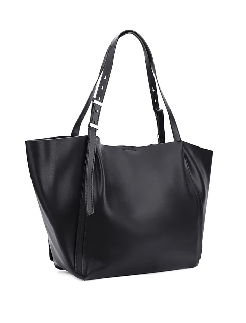 Жіноча сумка шоппер шкіряна чорна - фото 3 - Miraton