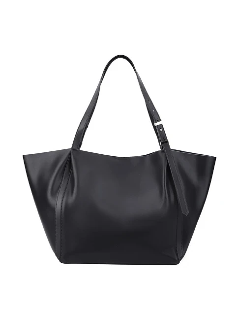 Жіноча сумка шоппер шкіряна чорна - фото 4 - Miraton