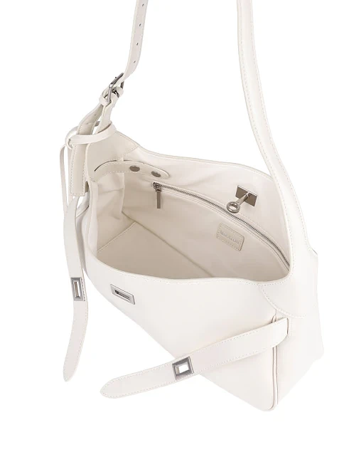 Женская сумка через плечо MIRATON кожаная белая - фото 5 - Miraton