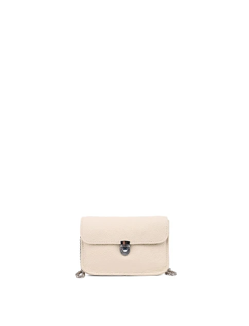 Женская сумка кросс-боди MIRATON кожаная молочного цвета - фото 1 - Miraton