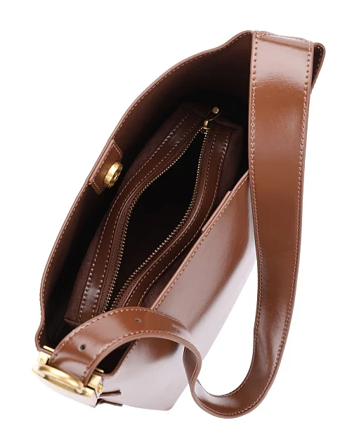 Женская сумка тоут кожаная коричневая - фото 5 - Miraton