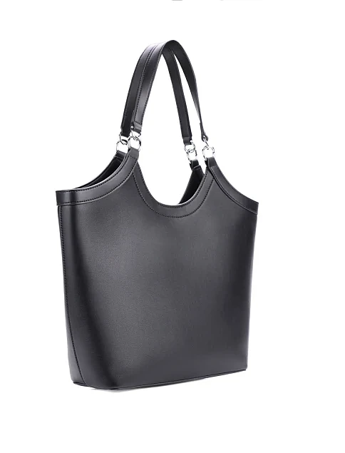 Женская сумка шоппер кожаная черная - фото 3 - Miraton