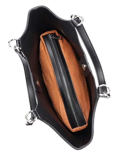 Женская сумка шоппер кожаная черная - фото 6 - Miraton