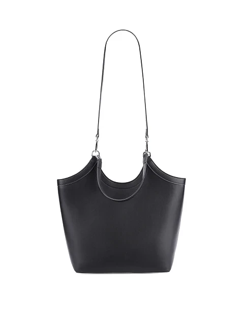 Женская сумка шоппер кожаная черная - фото 7 - Miraton