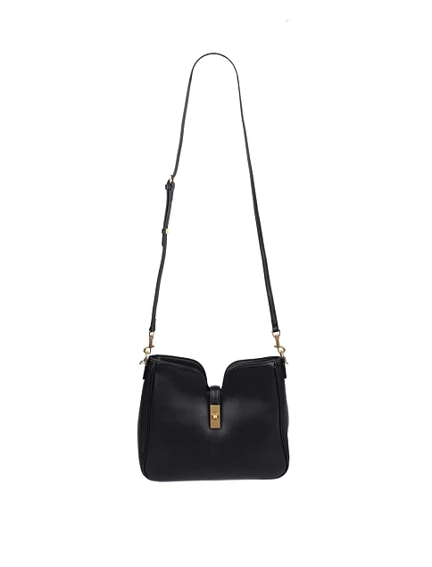 Женская сумка через плечо кожаная черная - фото 4 - Miraton