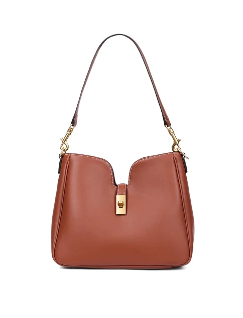 Женская сумка через плечо кожаная кемел - фото 1 - Miraton