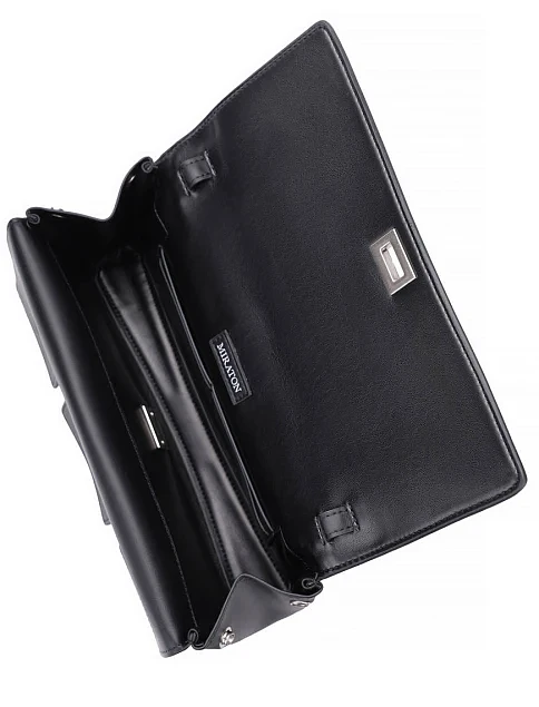 Женская сумка кросс-боди кожаная черная - фото 6 - Miraton