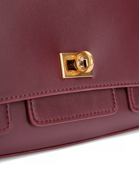 Женская сумка кросс-боди кожаная бордовая - фото 5 - Miraton