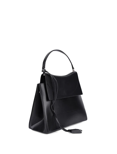 Женская сумка тоут кожаная черная - фото 3 - Miraton