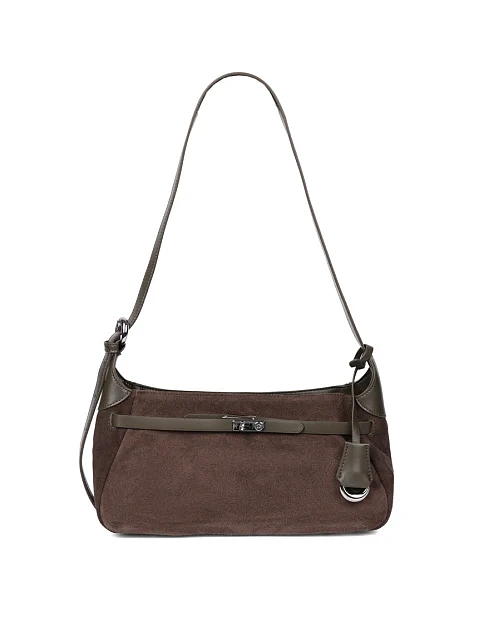 Женская сумка через плечо замшевая зеленая - фото 1 - Miraton