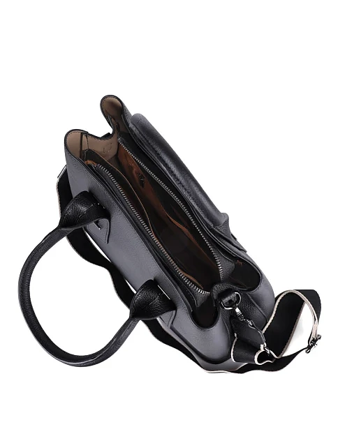 Женская сумка тоут MIRATON кожаная черная - фото 5 - Miraton