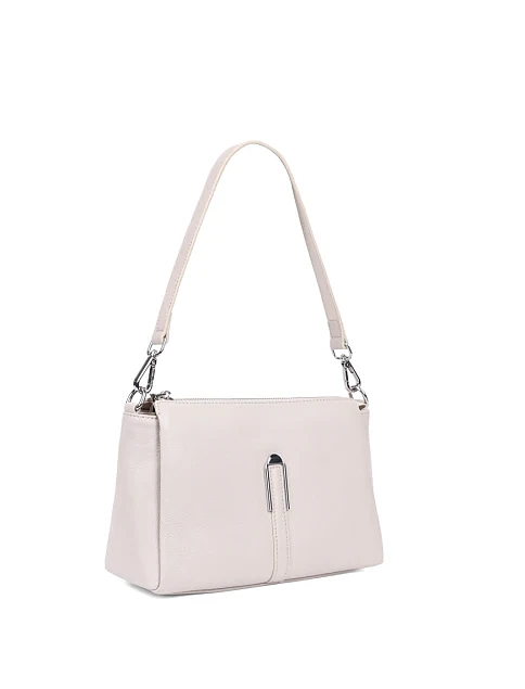 Женская сумка через плечо кожаная молочного цвета - фото 2 - Miraton