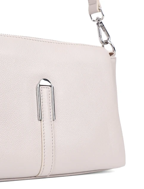 Женская сумка через плечо кожаная молочного цвета - фото 4 - Miraton