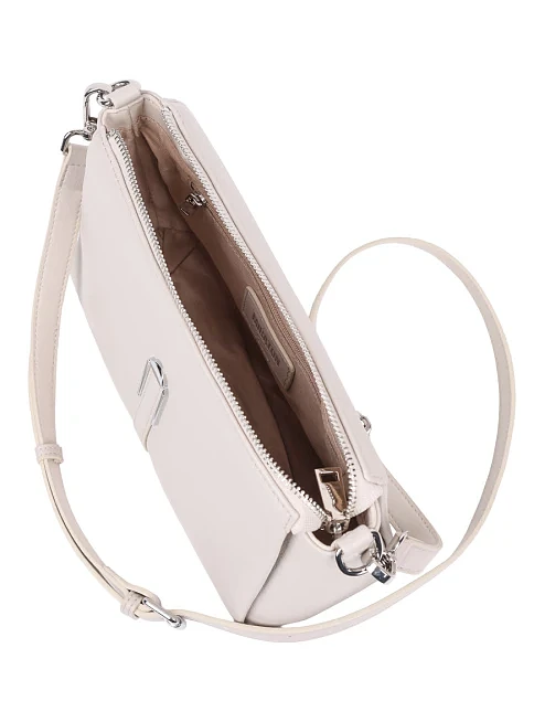 Женская сумка через плечо кожаная молочного цвета - фото 5 - Miraton