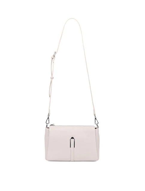 Женская сумка через плечо кожаная молочного цвета - фото 6 - Miraton