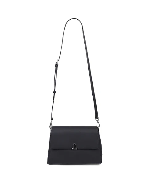 Женская сумка через плечо кожаная черная - фото 4 - Miraton