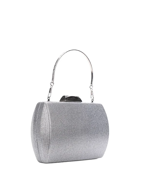 Женский клатч из ламе серебряного цвета - фото 2 - Miraton