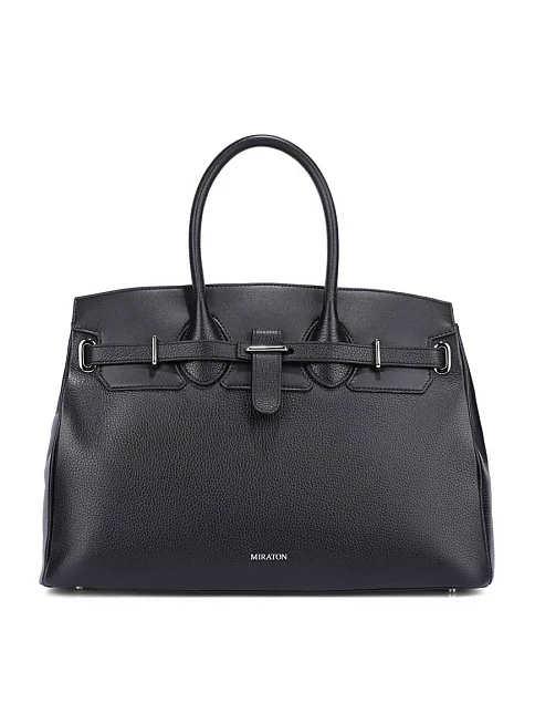 Женская сумка кожаная черная - фото 1 - Miraton