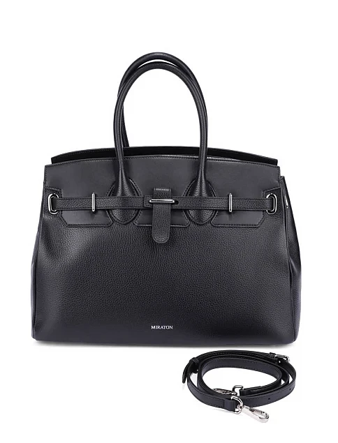 Женская сумка кожаная черная - фото 7 - Miraton