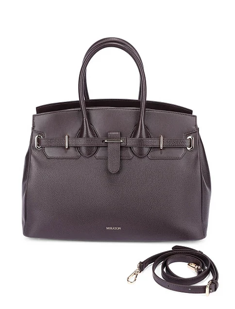 Женская сумка кожаная коричневая - фото 7 - Miraton