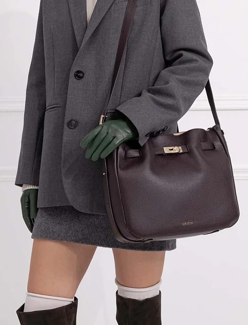 Женская сумка кожаная коричневая - фото 2 - Miraton