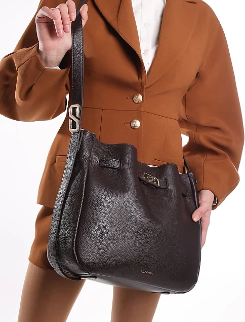 Женская сумка кожаная коричневая - фото 8 - Miraton