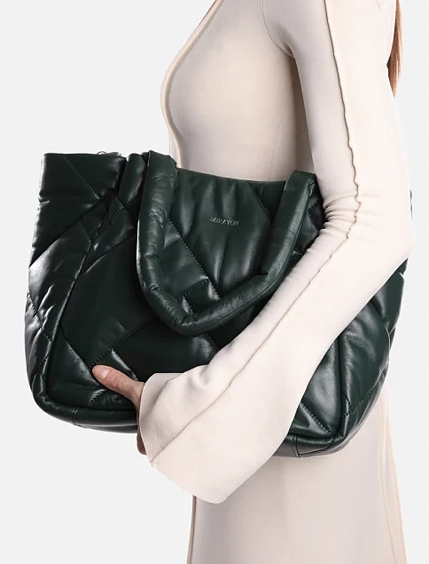 Женская сумка кожаная зеленая - фото 8 - Miraton