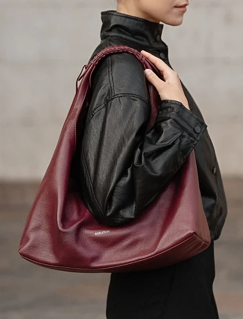 Женская сумка кожаная бордовая - фото 1 - Miraton