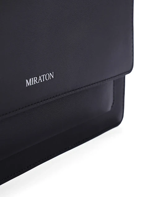 Женская сумка через плечо кожаная черная - фото 5 - Miraton