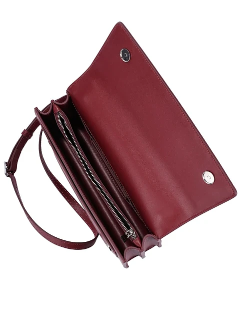 Женская сумка через плечо кожаная бордовая - фото 6 - Miraton