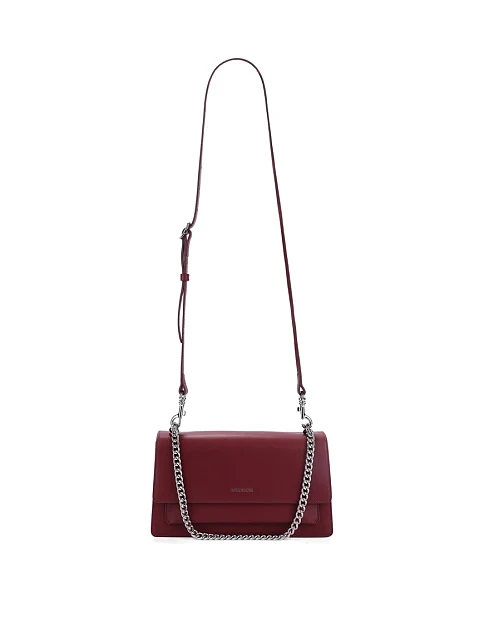 Женская сумка через плечо кожаная бордовая - фото 7 - Miraton