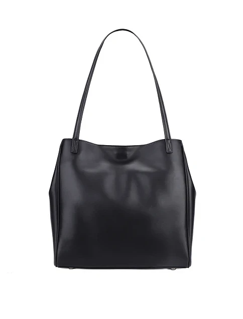 Женская сумка шоппер кожаная черная - фото 4 - Miraton