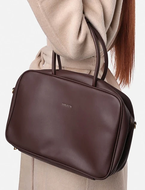 Женская сумка тоут кожаная коричневая - фото 2 - Miraton