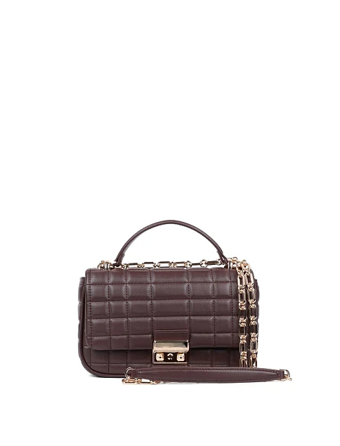 Женская сумка кросс-боди кожаная коричневая - фото 1 - Miraton