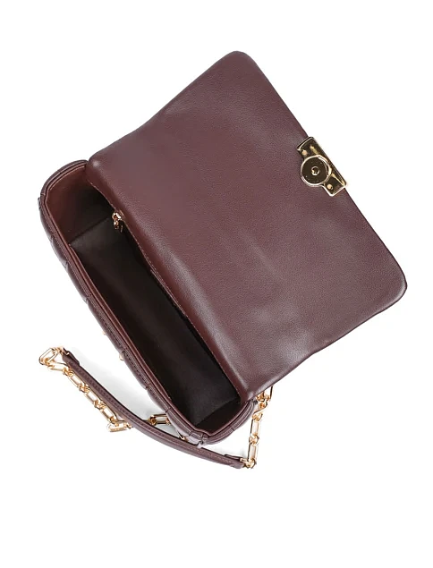 Женская сумка кросс-боди кожаная коричневая - фото 7 - Miraton