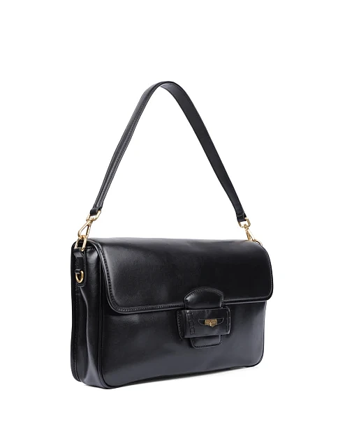 Женская сумка через плечо кожаная черная - фото 3 - Miraton