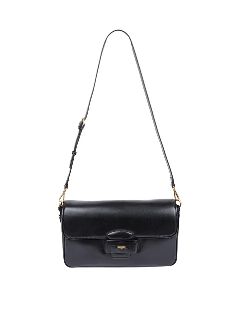 Женская сумка через плечо кожаная черная - фото 7 - Miraton