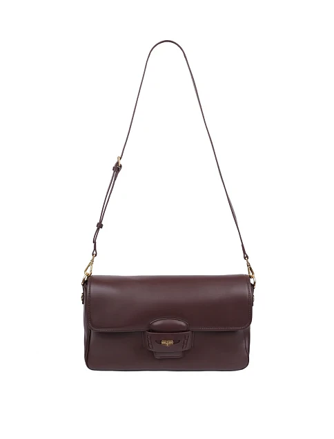 Женская сумка через плечо кожаная коричневая - фото 6 - Miraton