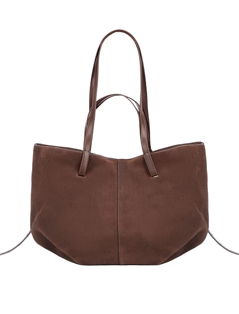 Жіноча сумка тоут замшева бежева - фото 1 - Miraton