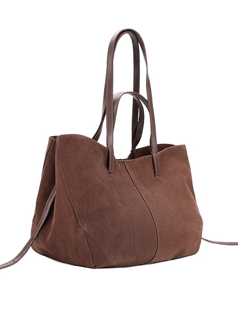 Жіноча сумка тоут замшева бежева - фото 3 - Miraton