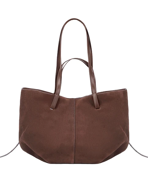 Жіноча сумка тоут замшева бежева - фото 4 - Miraton